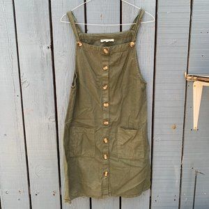 Speed Control New York Front Button Dress Skirt Overall Summer Casual Green M